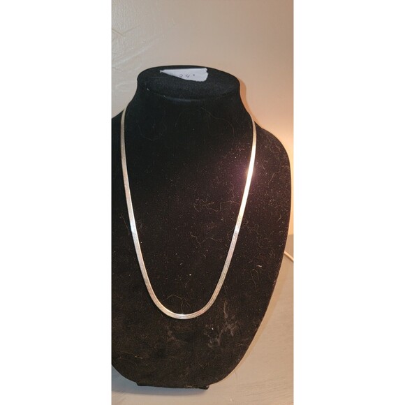 Solid 925 Sterling Silver Herringbone Chain Necklace 24" Fine Silver Lux Regency - Picture 1 of 16